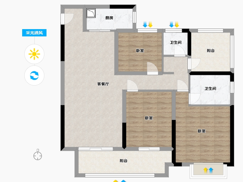 河南省-许昌市-华宇·珑川府-102.00-户型库-采光通风