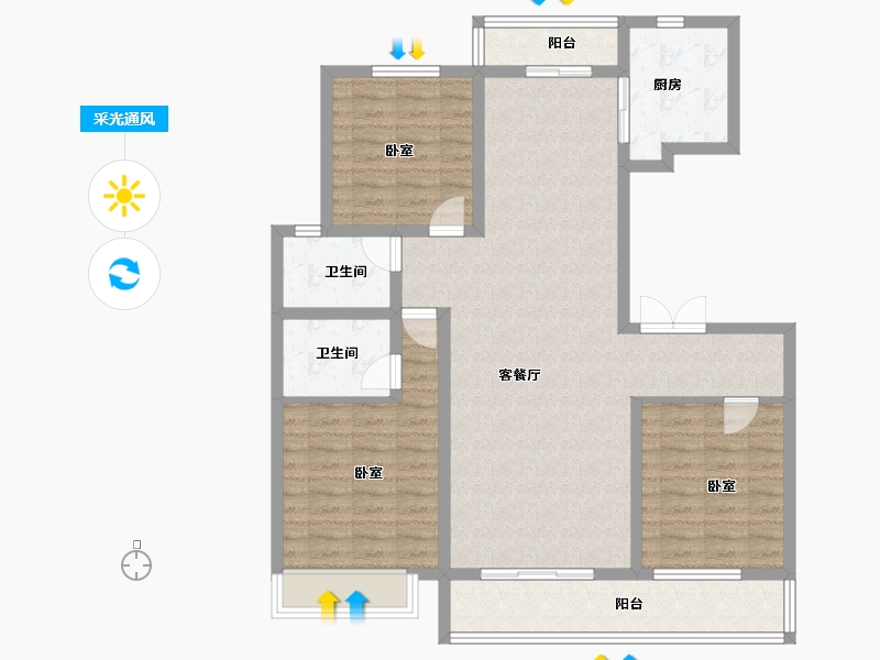 河南省-商丘市-桂园壹号院Ⅱ期-109.00-户型库-采光通风