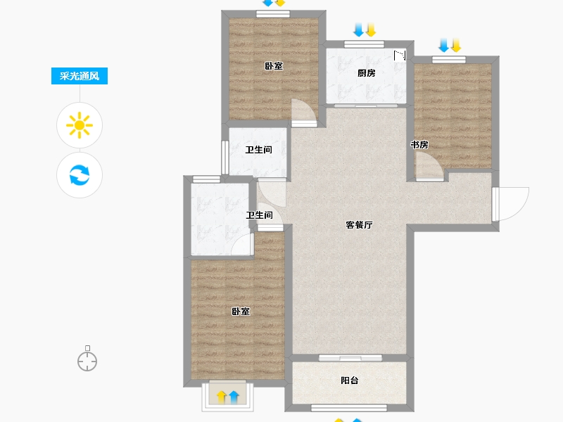 河南省-许昌市-骏景丽都-95.00-户型库-采光通风