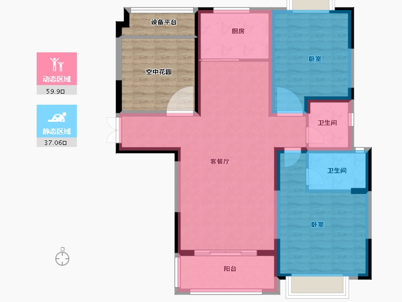 河南省-信阳市-信合翡翠学府-100.60-户型库-动静分区