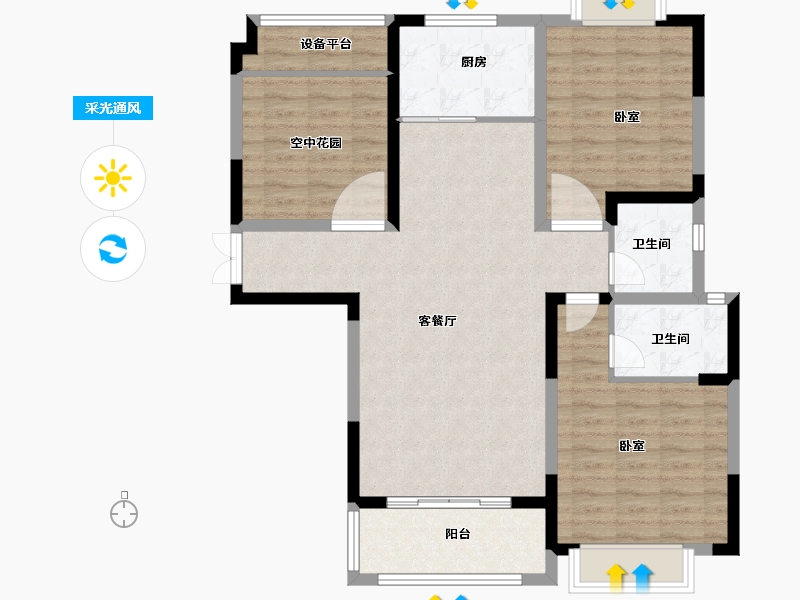 河南省-信阳市-信合翡翠学府-100.60-户型库-采光通风