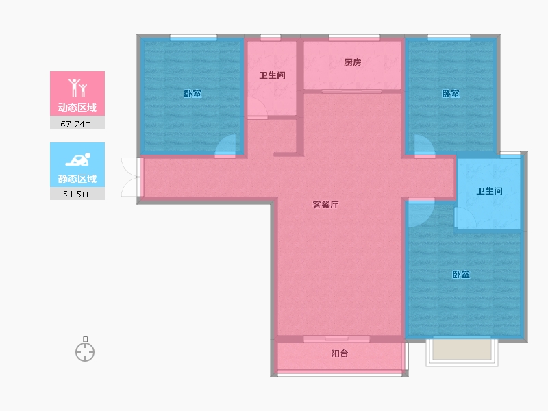 河南省-南阳市-海德堡-106.87-户型库-动静分区