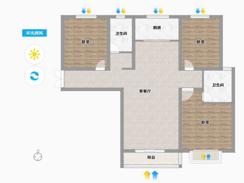 河南省-南阳市-海德堡-106.87-户型库-采光通风