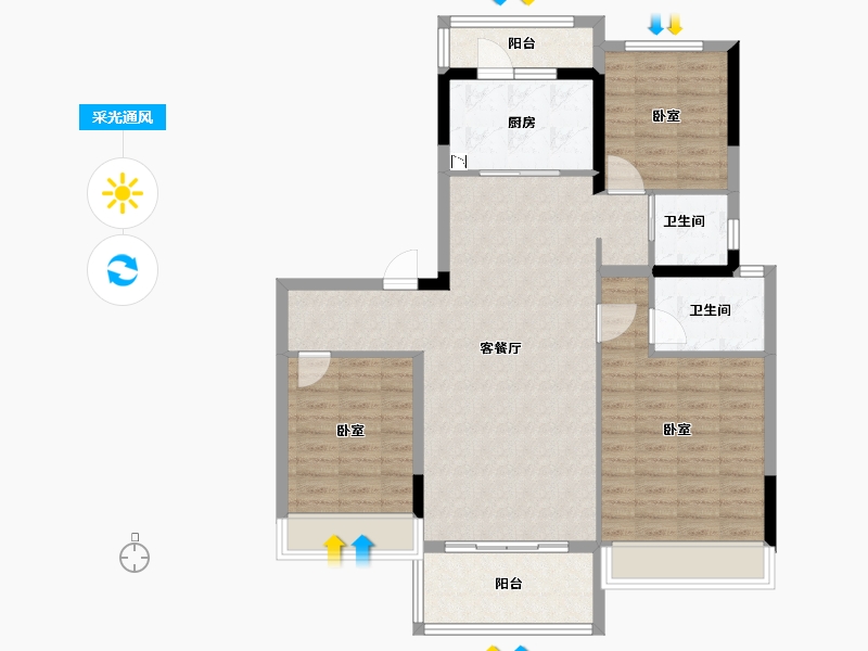 河南省-信阳市-淮滨碧桂园-100.29-户型库-采光通风