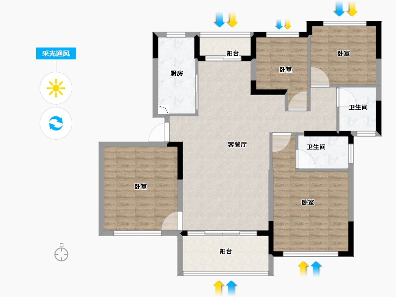 河南省-南阳市-南阳恒大帝景-115.01-户型库-采光通风