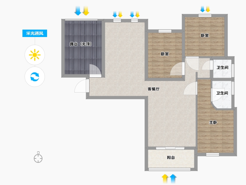 河南省-许昌市-盛亚名郡-106.54-户型库-采光通风