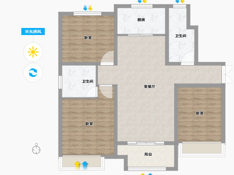 河南省-郑州市-公园世家-99.60-户型库-采光通风