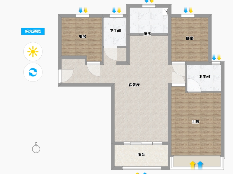 河南省-许昌市-腾飞洪河富贵-103.00-户型库-采光通风