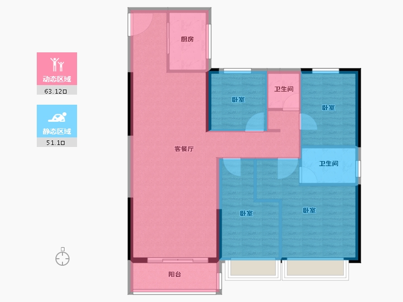 河南省-南阳市-碧桂园新都荟-103.63-户型库-动静分区