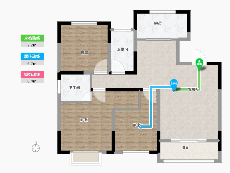 河南省-焦作市-西城家园北苑-105.30-户型库-动静线