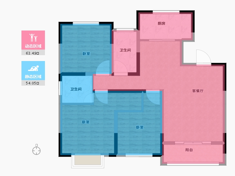 河南省-焦作市-西城家园北苑-105.30-户型库-动静分区