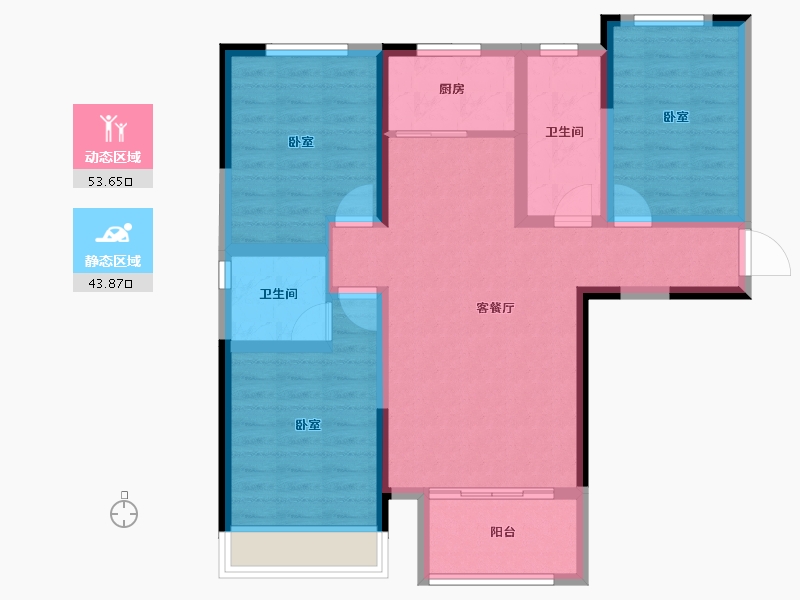 山东省-菏泽市-中铂新天地-86.44-户型库-动静分区