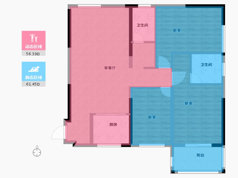 河南省-信阳市-龙腾公寓-106.60-户型库-动静分区