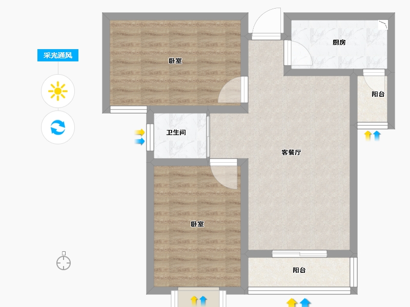 河南省-郑州市-龙湖润泽花园-66.70-户型库-采光通风