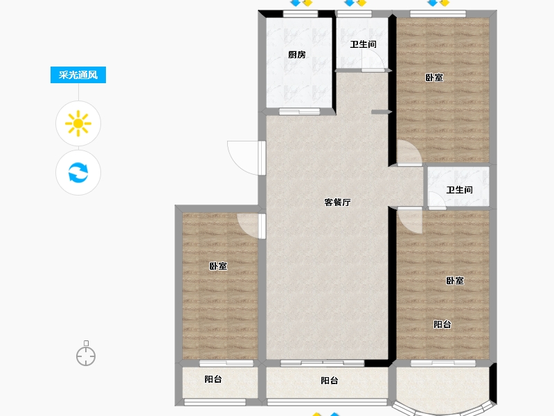 河南省-信阳市-建奇·公园里-112.85-户型库-采光通风