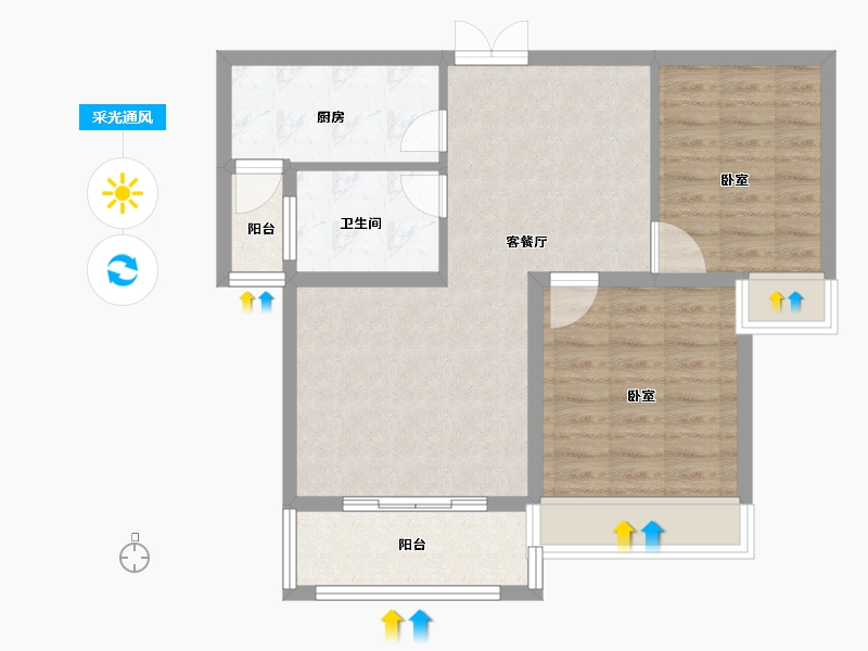 河南省-南阳市-卢浮帝景-71.00-户型库-采光通风