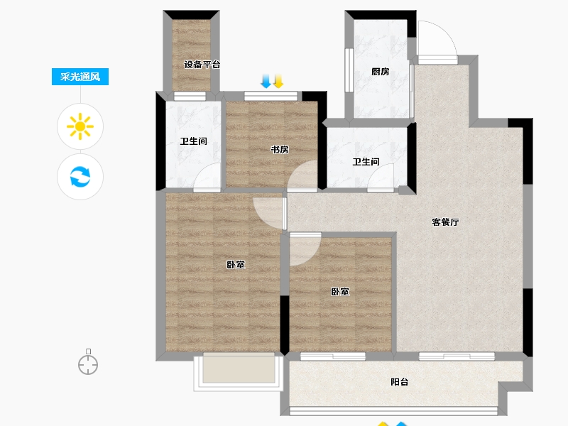 浙江省-绍兴市-金地悦峯里-78.00-户型库-采光通风