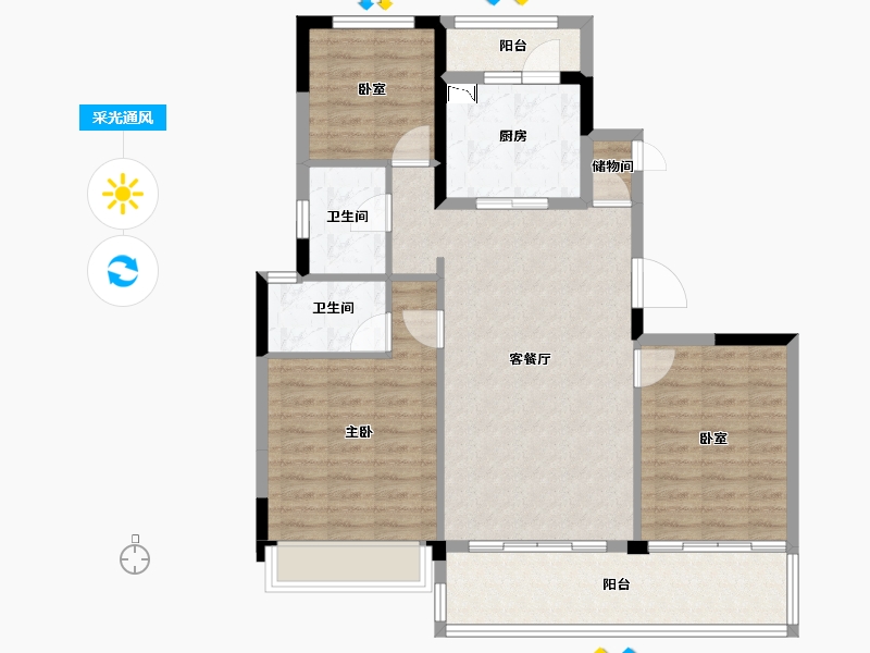 河南省-南阳市-邓州碧桂园·云璟-94.79-户型库-采光通风