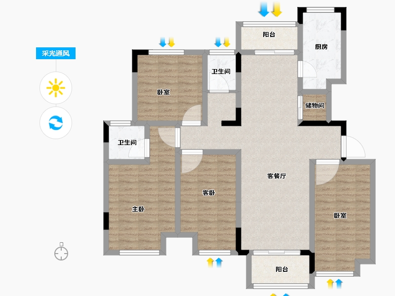 河南省-信阳市-建业春天里-114.84-户型库-采光通风