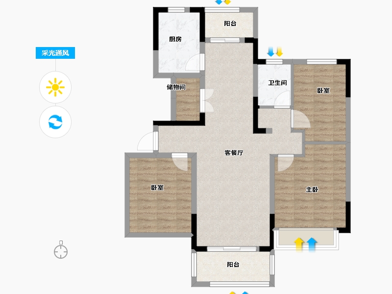 河南省-商丘市-建业·臻悦汇-95.00-户型库-采光通风