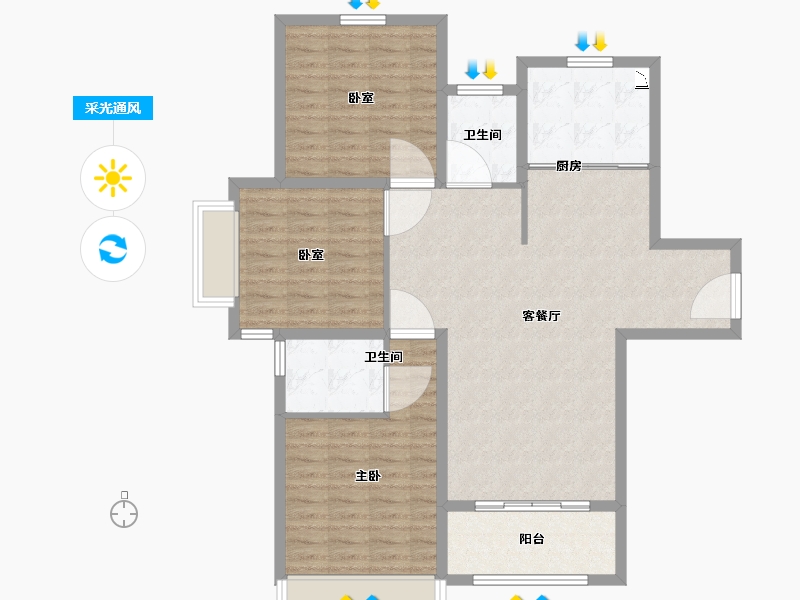 河南省-许昌市-腾飞洪河富贵-105.00-户型库-采光通风