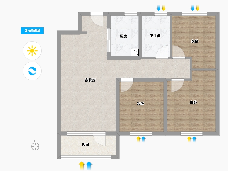 山东省-济南市-中海御景台-78.00-户型库-采光通风