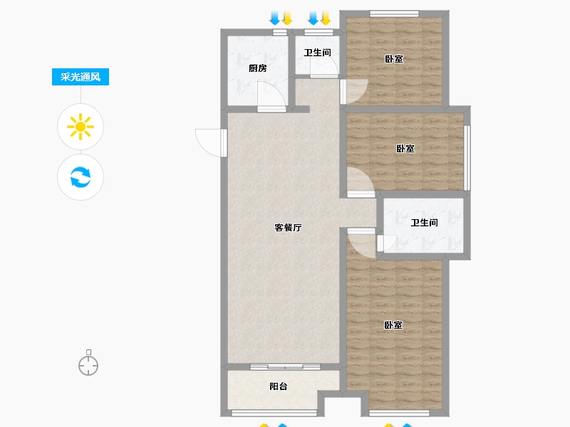 河南省-南阳市-金裕名门-104.60-户型库-采光通风