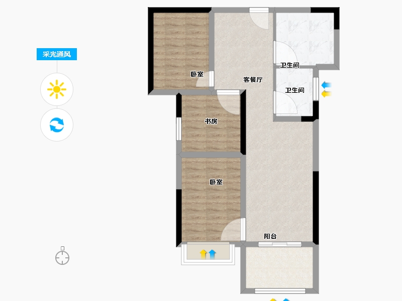 河南省-郑州市-悦府尚书房-75.59-户型库-采光通风