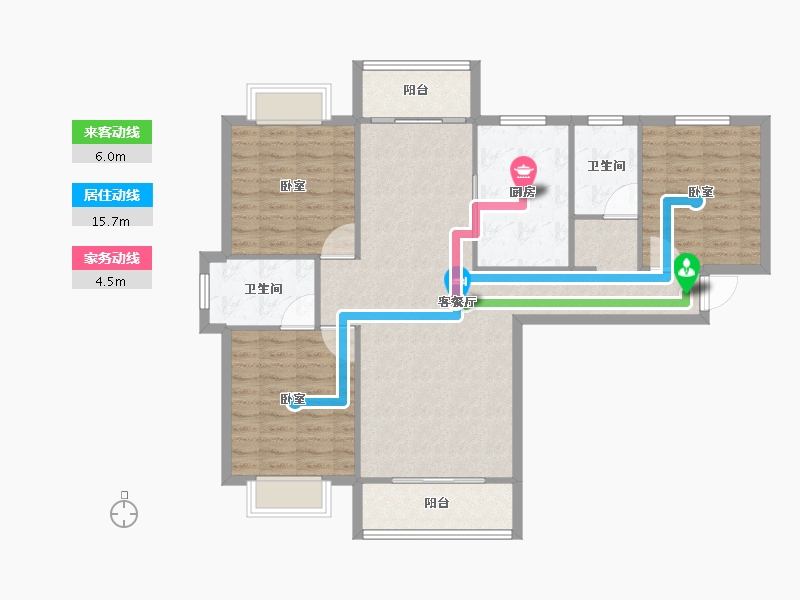 河南省-信阳市-华鼎·蓝天家苑-105.34-户型库-动静线