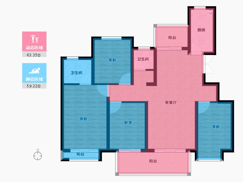 河南省-信阳市-翰林名门新城国际-109.41-户型库-动静分区