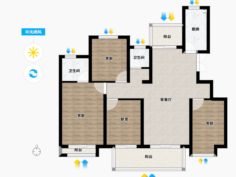 河南省-信阳市-翰林名门新城国际-109.41-户型库-采光通风