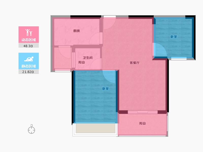 河南省-南阳市-建业壹号城邦-62.70-户型库-动静分区