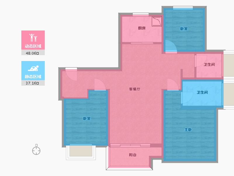 山东省-济南市-海信翰墨府-74.79-户型库-动静分区