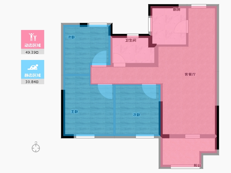 山东省-青岛市-龙湖亿联春江悦茗-70.99-户型库-动静分区