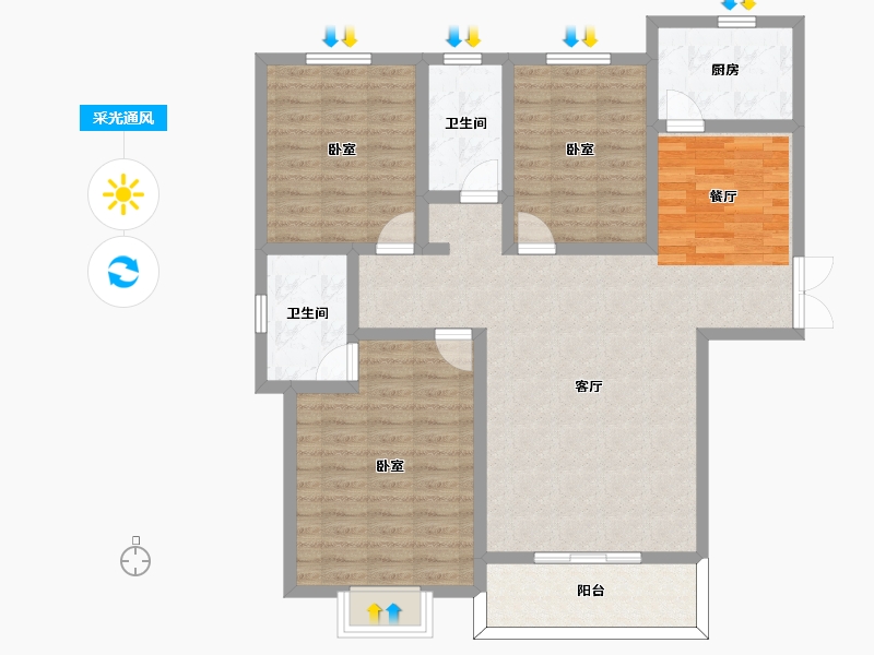 河南省-许昌市-香榭丽舍-107.99-户型库-采光通风