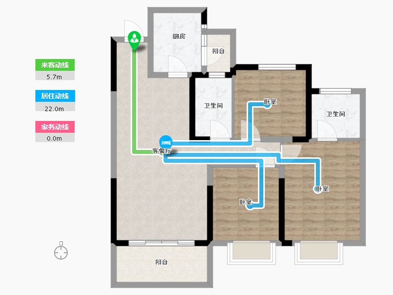 河南省-漯河市-阳光·臻蓝府-90.67-户型库-动静线