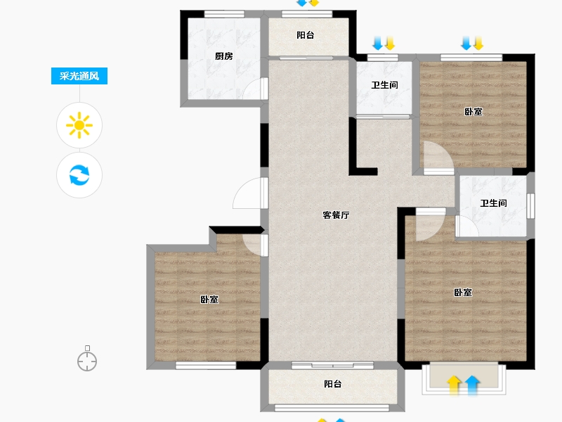 河南省-焦作市-西城家园北苑-107.14-户型库-采光通风