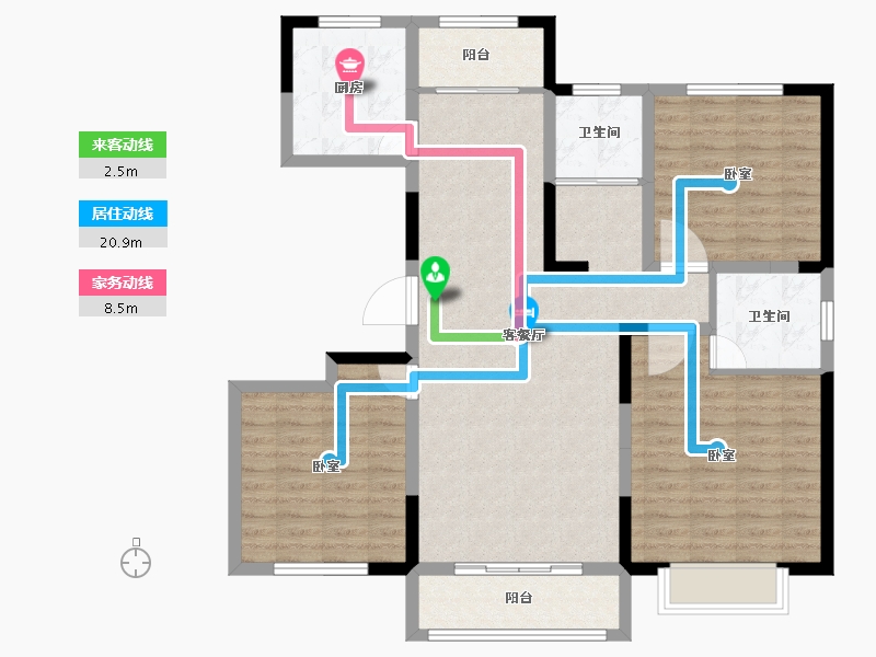 河南省-焦作市-西城家园北苑-107.14-户型库-动静线