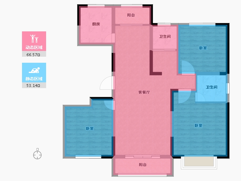 河南省-焦作市-西城家园北苑-107.14-户型库-动静分区