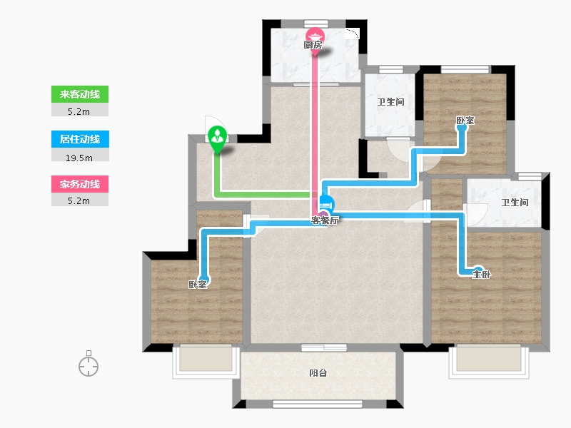 江苏省-苏州市-新城十里锦绣-92.00-户型库-动静线