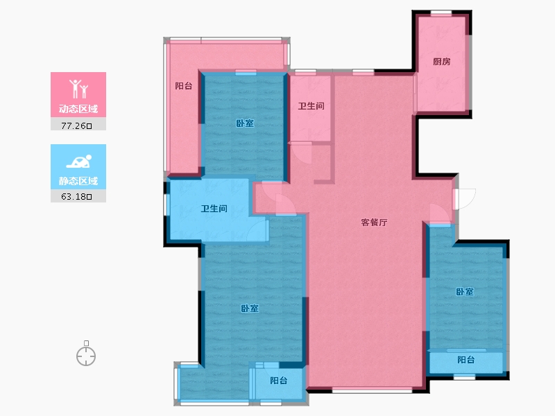 宁夏回族自治区-银川市-巨力·公园华府-124.88-户型库-动静分区