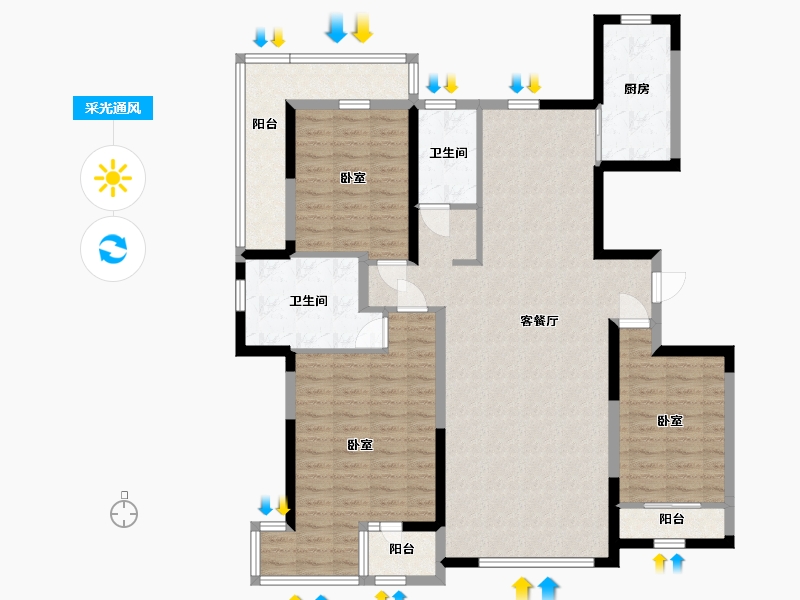 宁夏回族自治区-银川市-巨力·公园华府-124.88-户型库-采光通风