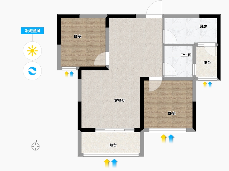 河南省-商丘市-翰林府第-70.00-户型库-采光通风