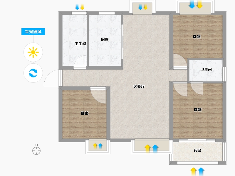 河南省-南阳市-花洲大观园-96.46-户型库-采光通风