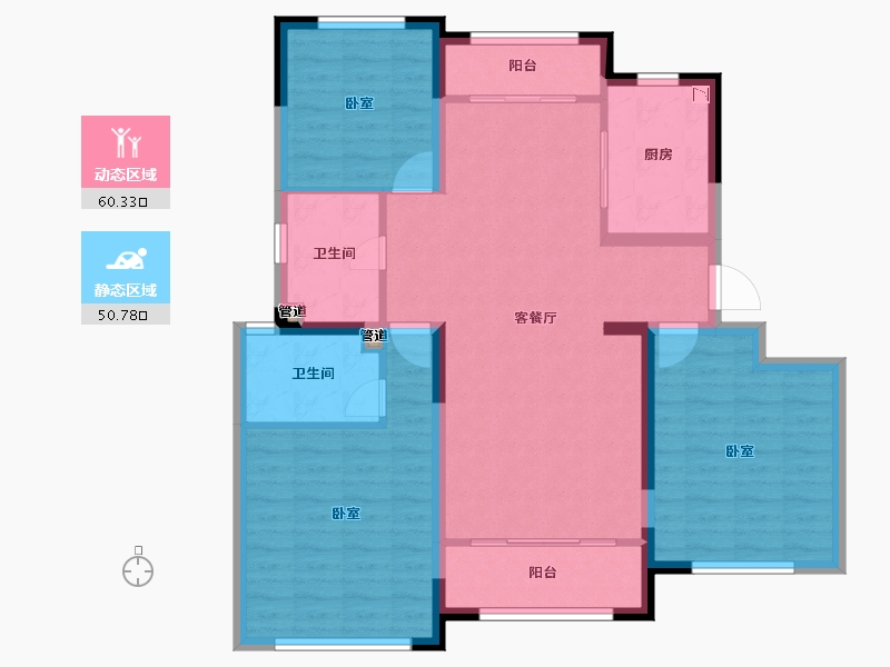 山东省-青岛市-蓝城玉蘭公馆-99.97-户型库-动静分区