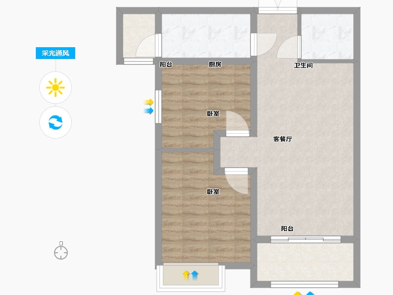 河南省-三门峡市-盛元·第壹城-67.00-户型库-采光通风