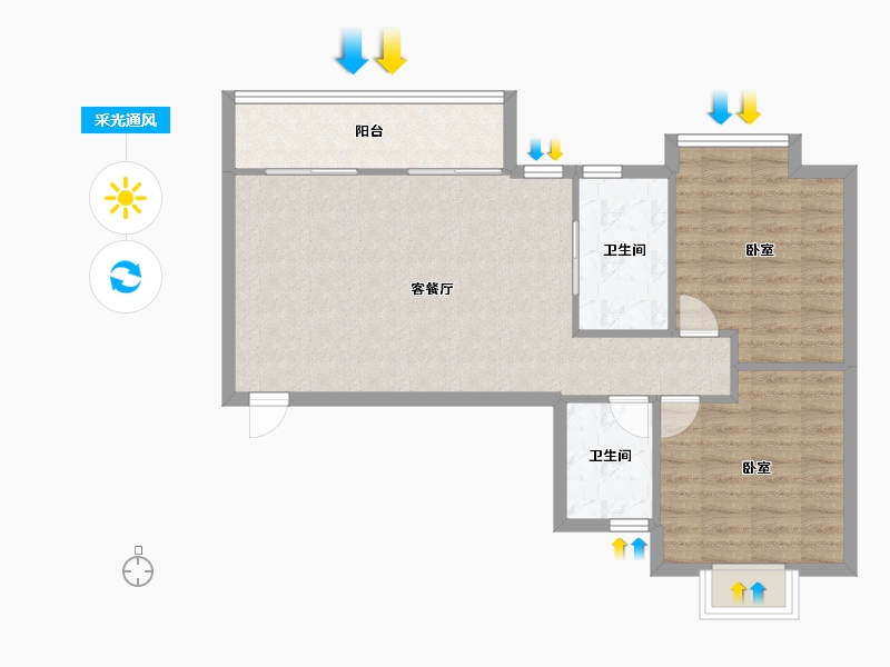 河南省-信阳市-御景阳光-71.98-户型库-采光通风