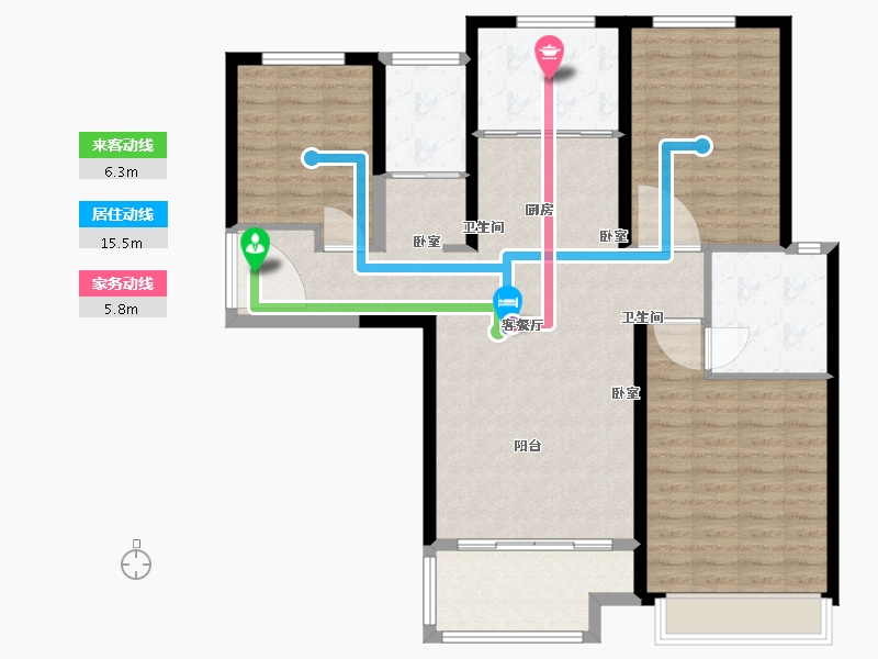 河南省-南阳市-建业壹号城邦-109.63-户型库-动静线