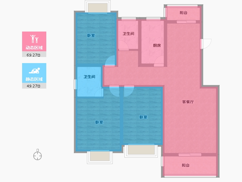 河南省-信阳市-北城名苑-105.05-户型库-动静分区