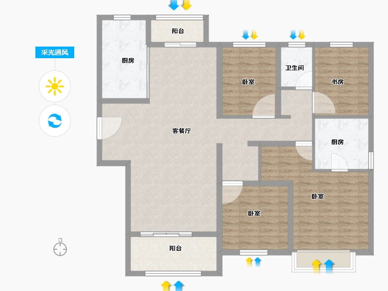 河南省-信阳市-隆盛帝景-124.00-户型库-采光通风